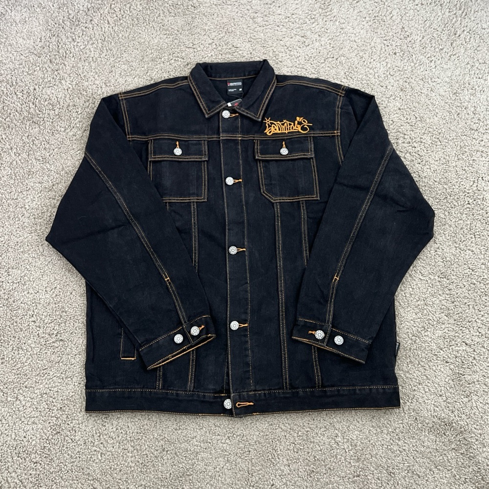 South Pole Black Jacket with Gold Stitching